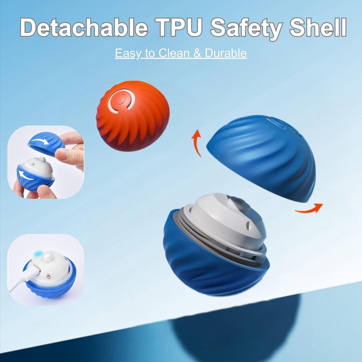 Zoomie Buddy 2.0, Zoomie Buddy for Dogs, 2 in 1 Smart Touch Interactive Dog Balls ＆ Pet Feeder, 2.83" Diameter, Suitable for Small/Medium Dogs, with Fruit Plush Cover (2*Blue, Tomato)