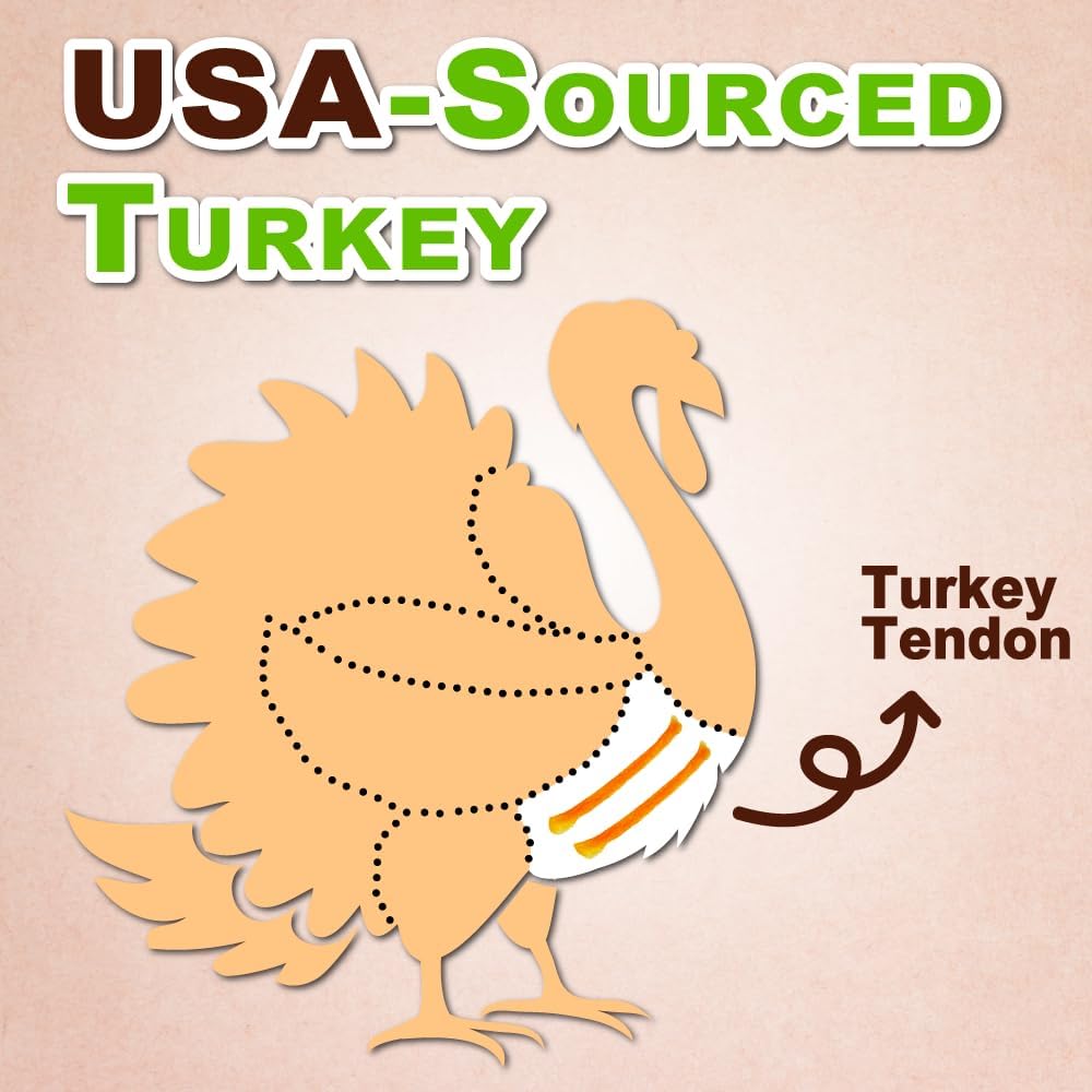 Afreschi Turkey Tendon Braid (M) 3.17 oz, USA-Sourced Turkey Tendon, All Natural Human Grade Dog Chew, Hypoallergenic, Rawhide Alternative, Dog Treats for Small & Medium Breeds