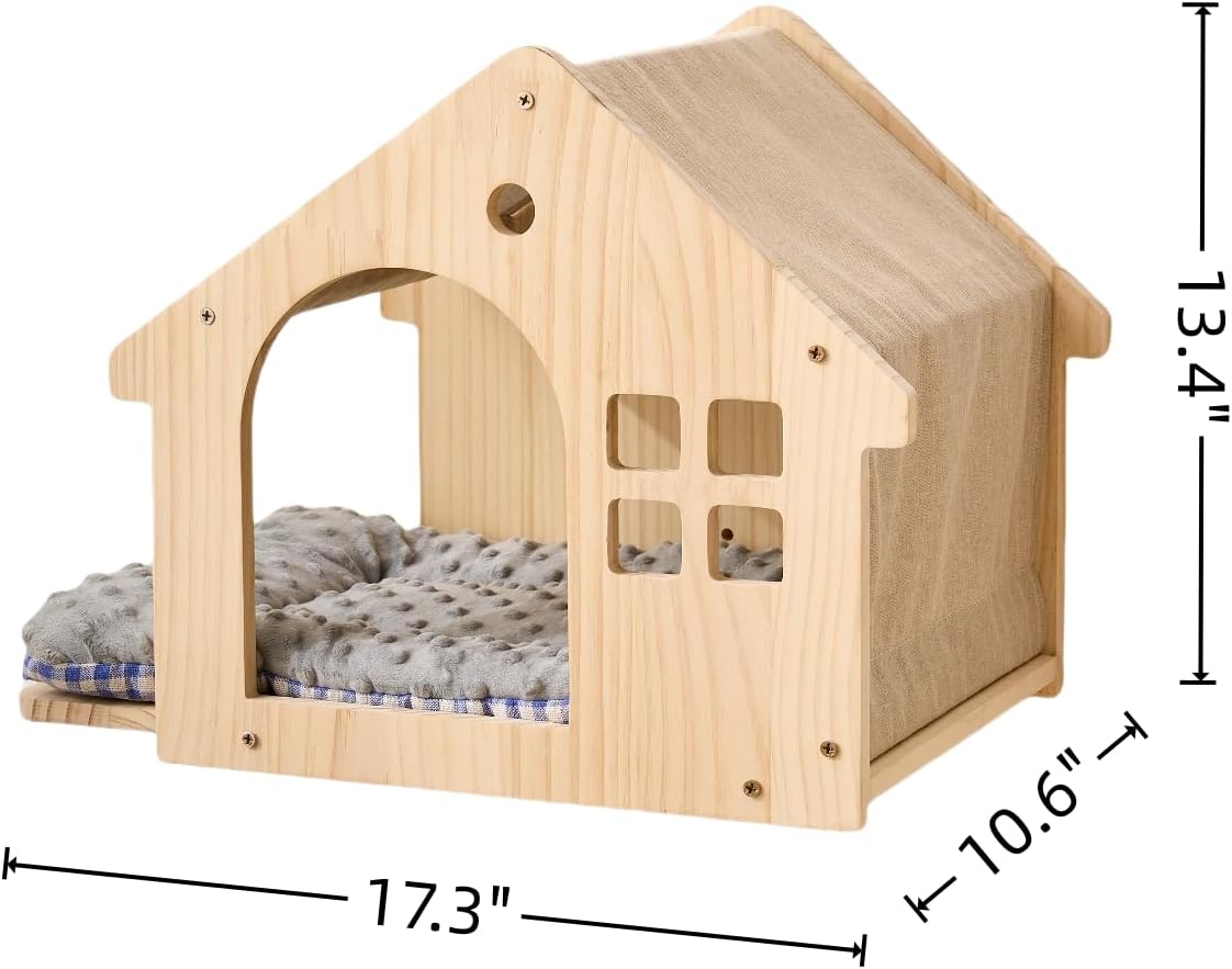 SHENGOCASE Natural Wood Cat Wall Shelves Bed, 2-Pack, Wall-Mounted Box House Perch, Cat Condo Furniture with Washable Pillow Cushions