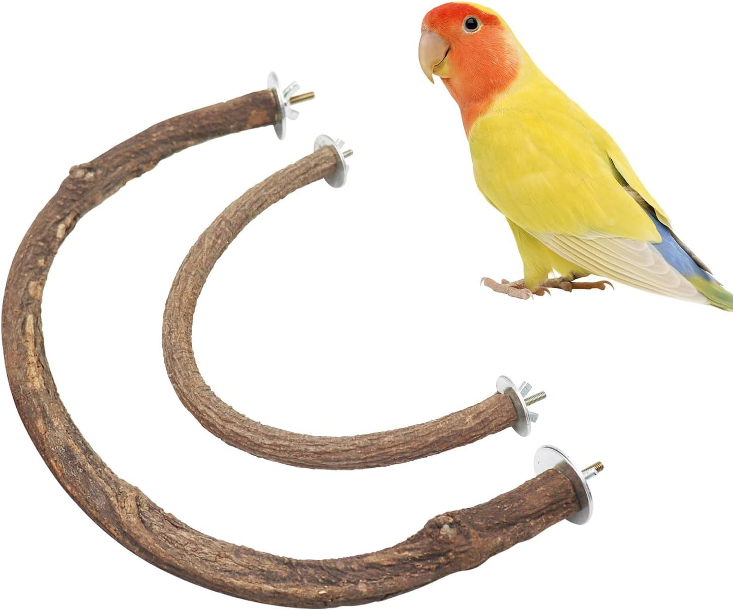 2 Pack Bird Perch Stand, Natural Wood U Shape Parrot Stand Pole, Bird Cage Accessories, Suitable for Small to Medium Birds Parakeets Cockatiels Budgie Lovebirds