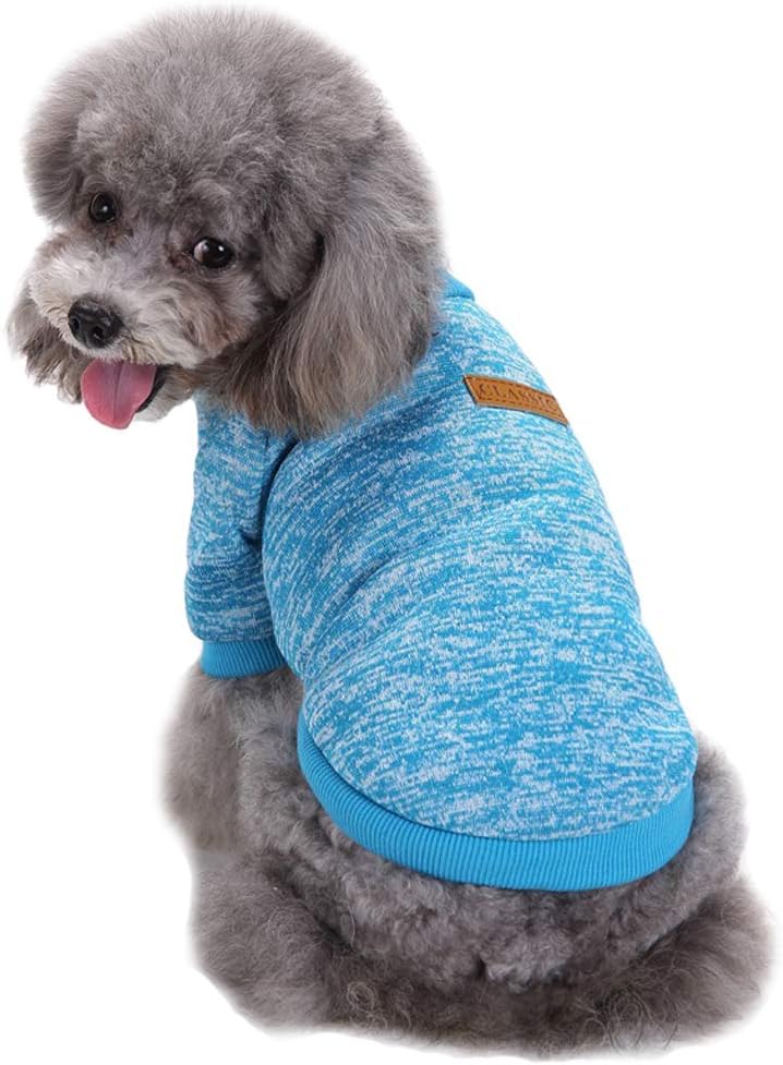 Jecikelon Dog Clothes Dogs Sweater Soft Puppies Clothing Winter Puppy Sweaters Warm Outfit for Dogs Small XXS XS Cat Apparel (Light Blue, S)