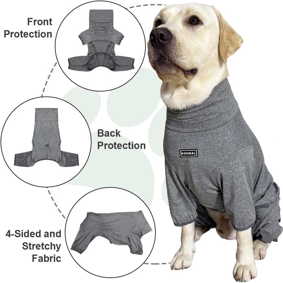 Dog Pyjamas PJS Sweater Clothes and Home Clothing Suitable for Medium to Large Breeds of Dogs, Dog Neutering Suits, Extra-Large Stretch Fabric, Four-Legged Clothes(Thin Forid Gray, 5XL)