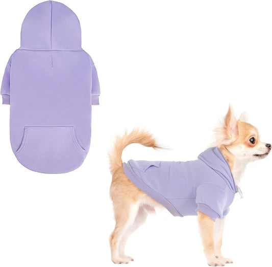 KOOLTAIL Basic Dog Hoodie - Soft & Warm Dog Hoodie Sweater with Leash Hole and Pocket, Pet Winter Coat, Cold Weather Clothes Sweatshirt for Small Medium Large Dogs Puppy Cat Boys Girls Lavender XS