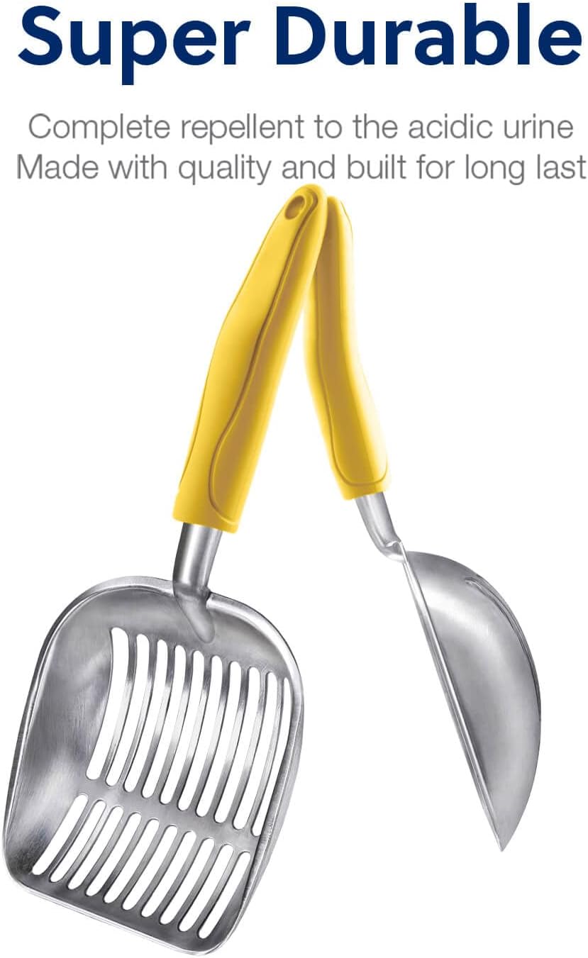 WePet Cat Litter Scoop, Aluminum Alloy Sifter, Kitty Metal Scooper, Deep Shovel, Long Handle, Poop Sifting, Kitten Pooper Lifter, Durable, Heavy Duty, for Litter Box