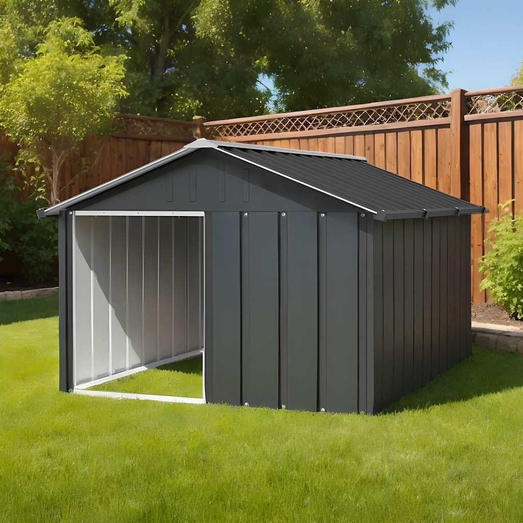 vidaXL Large Anthracite Dog House Galvanized Steel Outdoor Kennel for Breeds 45.9 X 60.2 32.1 in Perfect Pet Shelter Houses Puppy of Supply Shed
