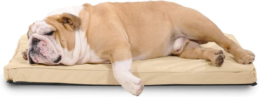 K9 Ballistics Tough Ripstop Orthopedic Dog Crate Bed - Durable Pad with Washable Cover, for Wire Crates, Tie-Downs Included, Size: Medium 35"x22", Sandstone