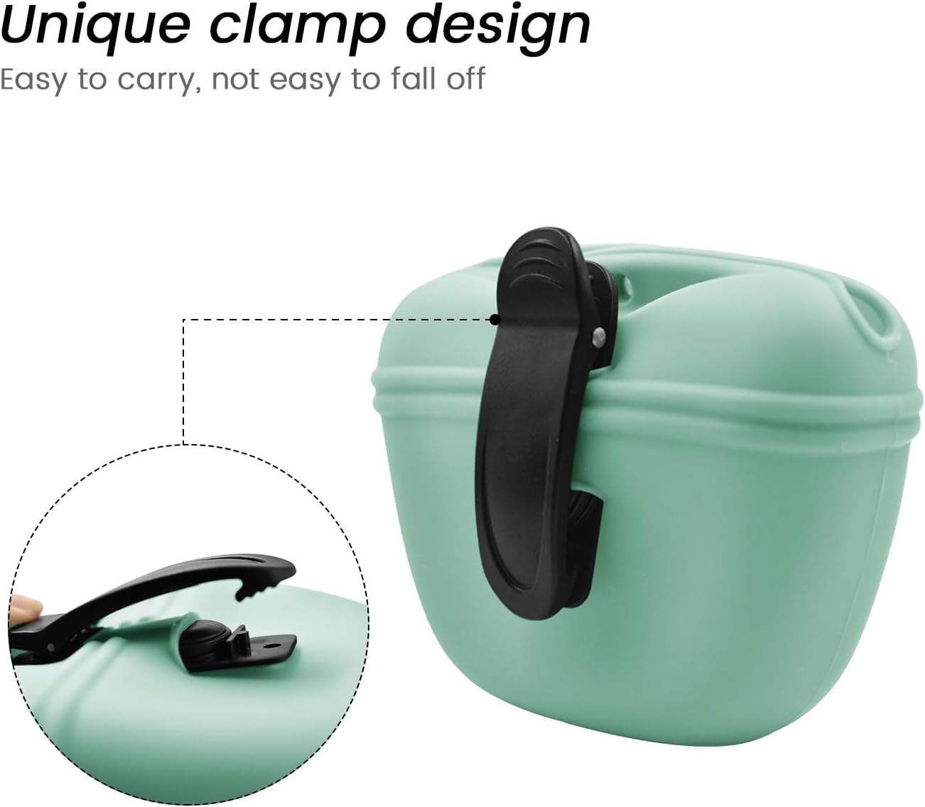 AUDWUD Silicone Dog Treat Pouch,with Dog Training Clicker,Clip on Portable Training Container,Convenient Magnetic Buckle Closing and Waist Clip