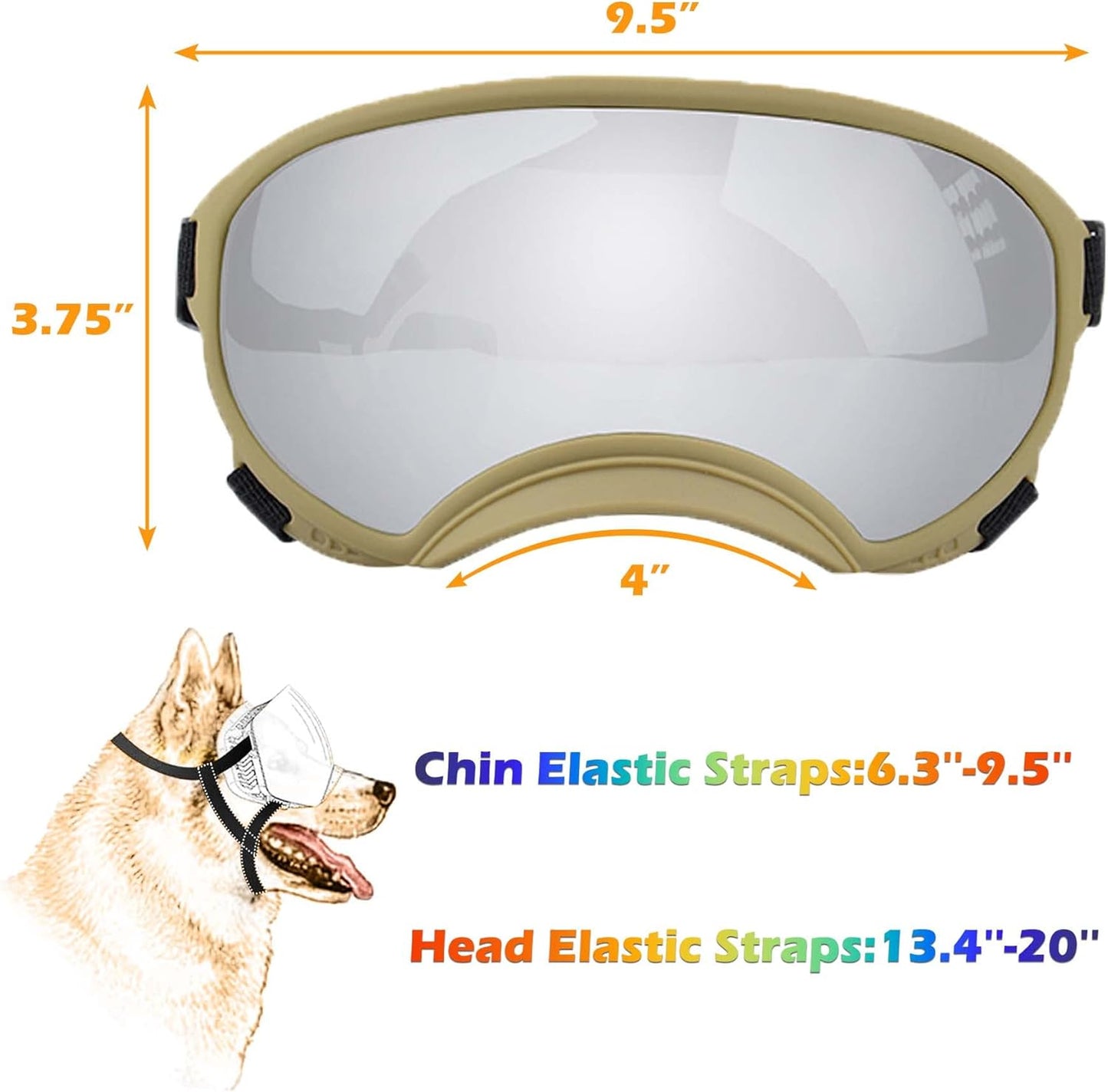 Winproof Large Dog Sunglasses with Adjustable Strap, UV Protection, Soft Goggles for Medium-Large Dogs