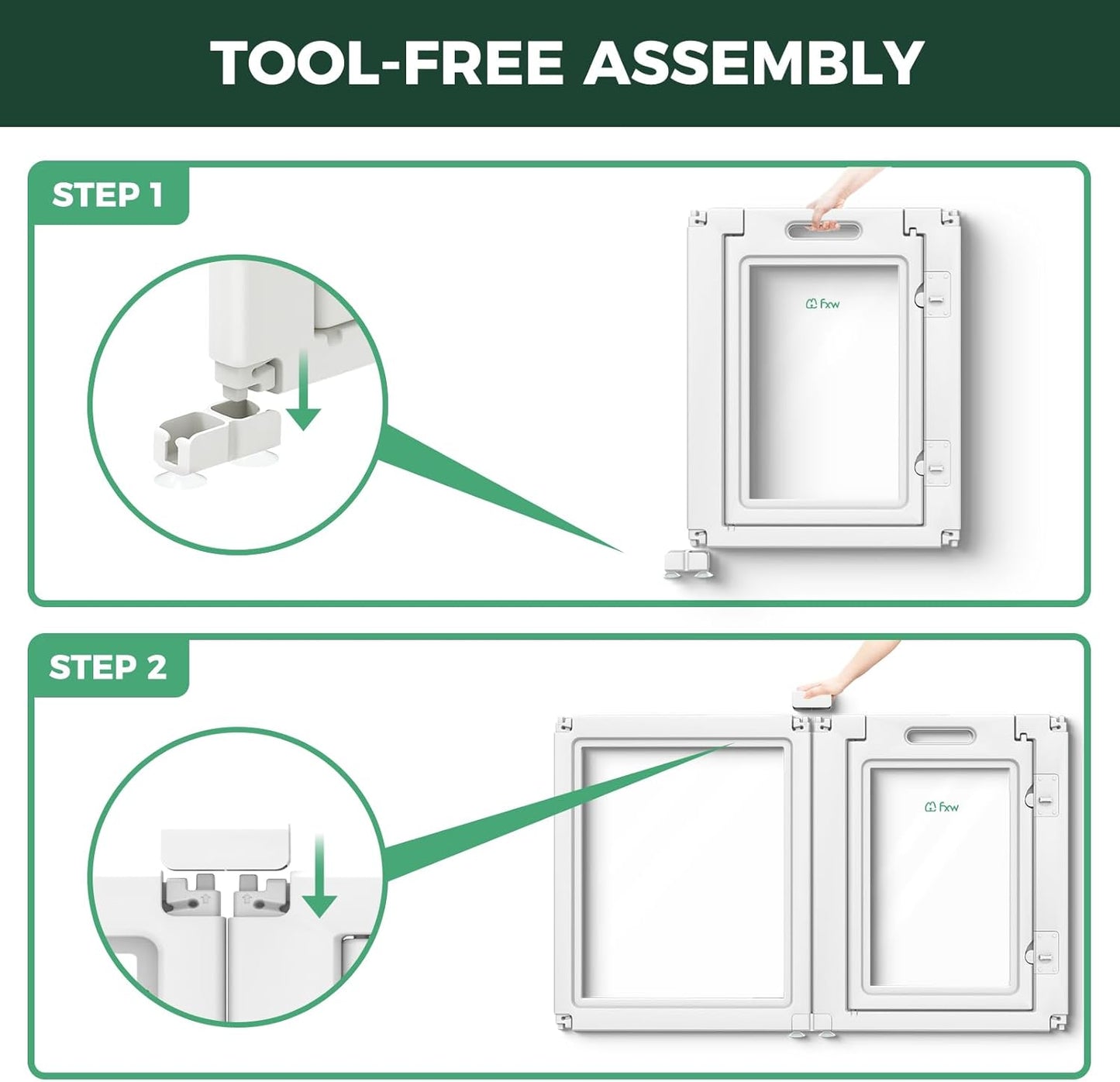 FXW AuraSpace Acrylic Indoor Unleashed Dog Playpen for Small and Medium Dogs, 30 Inch, 16 Panels, White
