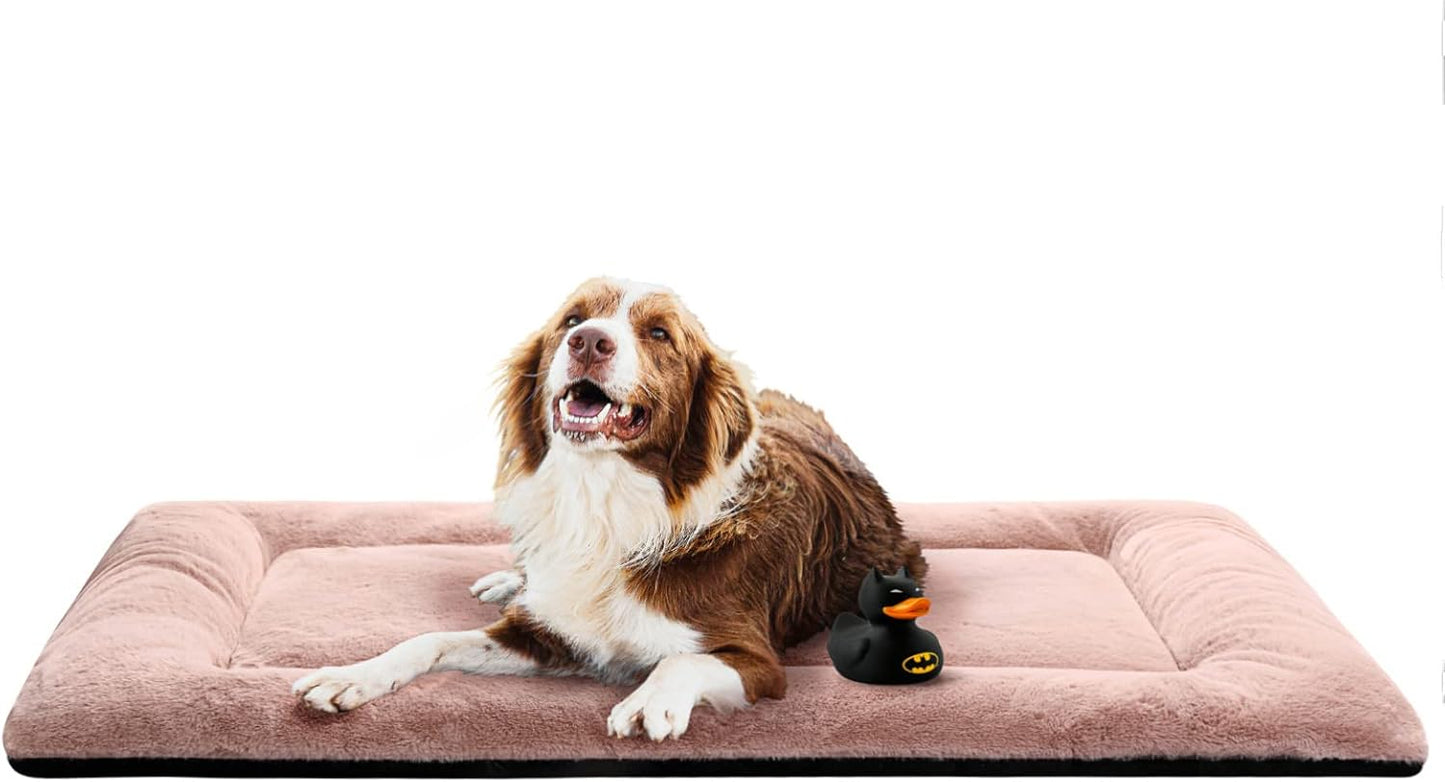 Dog Beds Crate Pad for Extra Large Dogs Ultra Soft Dog Crate Bed Washable & Anti-Slip Kennel Pad for Dogs Cozy Sleeping Mat,Pink 48inch