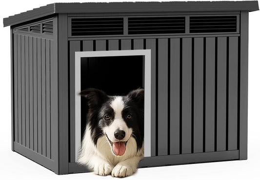 DRATO Dog House for Both Indoor and Outdoor with Weatherproof Roof Removable Floors for Medium to Large Dogs Interior Space (Black, Medium(32.2 * 25.12 * 24.13''))