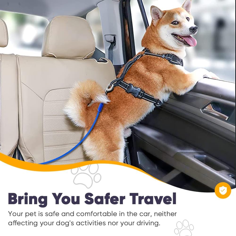 Petbobi Dog Seat Belt for Car - 2 Pack Chew Proof Durable Dog Seatbelt Tether for Small Medium Large Pets - Metal Vehicle Harness Restraint with Double Clips and Latch - Car Leash for Safety Travel