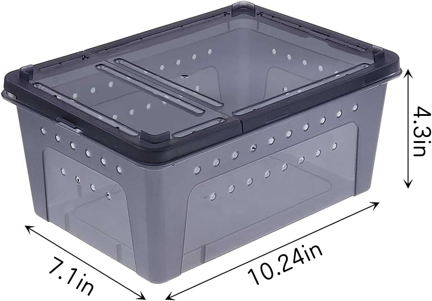 kathson Reptile Feeding Box Portable Small Snake Terrarium Habitat Mini Pet Breeding Cage Hatching Container Transparent Lizard Houses for Tarantula Spider Scorpion Gecko Frog 2PCS (Black)