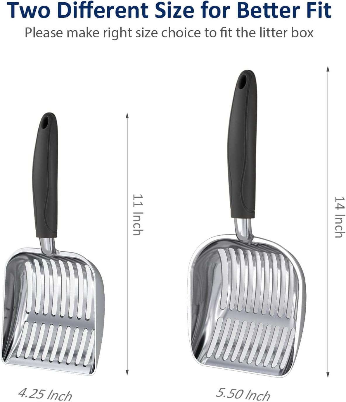 WePet Cat Litter Scoop, Aluminum Alloy Sifter, Kitty Metal Scooper, Deep Shovel, Long Handle, Poop Sifting, Kitten Pooper Lifter, Durable, Heavy Duty, for Litter Box