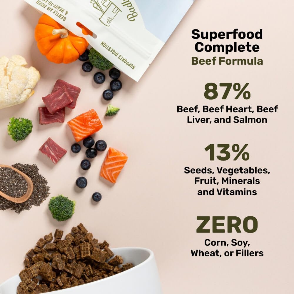 BADLANDS RANCH - Superfood Complete, Air-Dried Adult Dog Food - High Protein, Zero Fillers, Superfood Nutrition by Katherine Heigl (64 oz., Beef Formula)