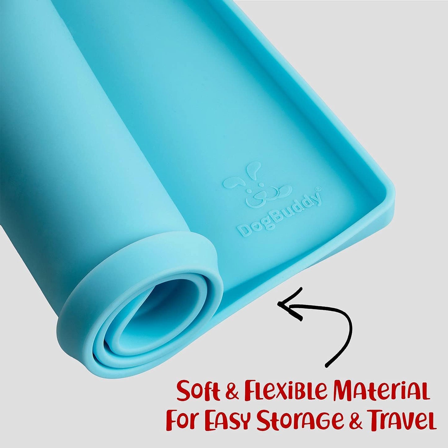 DogBuddy Dog Food Mat – Waterproof Dog Bowl Mat for Food and Water, Silicone Pet Feeding Mats for Floors, Non-Slip Placemat with High Edges for Dogs Bowls, Puppy Essentials (Large: 24"x16", Maya)