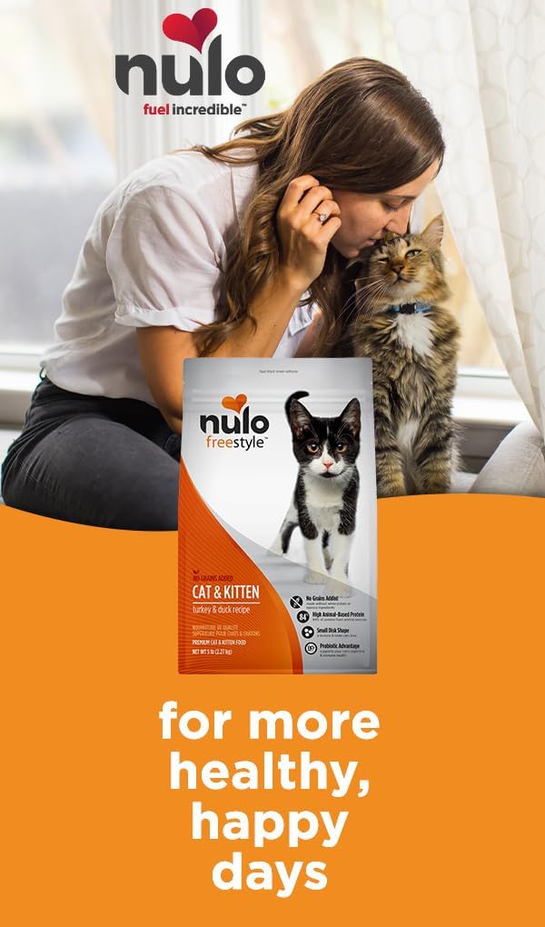 Nulo FreeStyle High Protein Cat & Kitten Food, Turkey & Duck Recipe - Natural Grain-Free Dry Cat Food with Omega Fatty Acids & Probiotics, 14 lb Bag