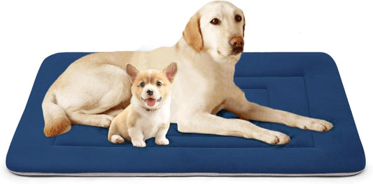 JoicyCo Soft Dog Crate Pad Mat, 48 in Non-Slip Bottom Washable Bed for Extra Large Dogs, Pet Mattress Kennel Pad, Dark Blue