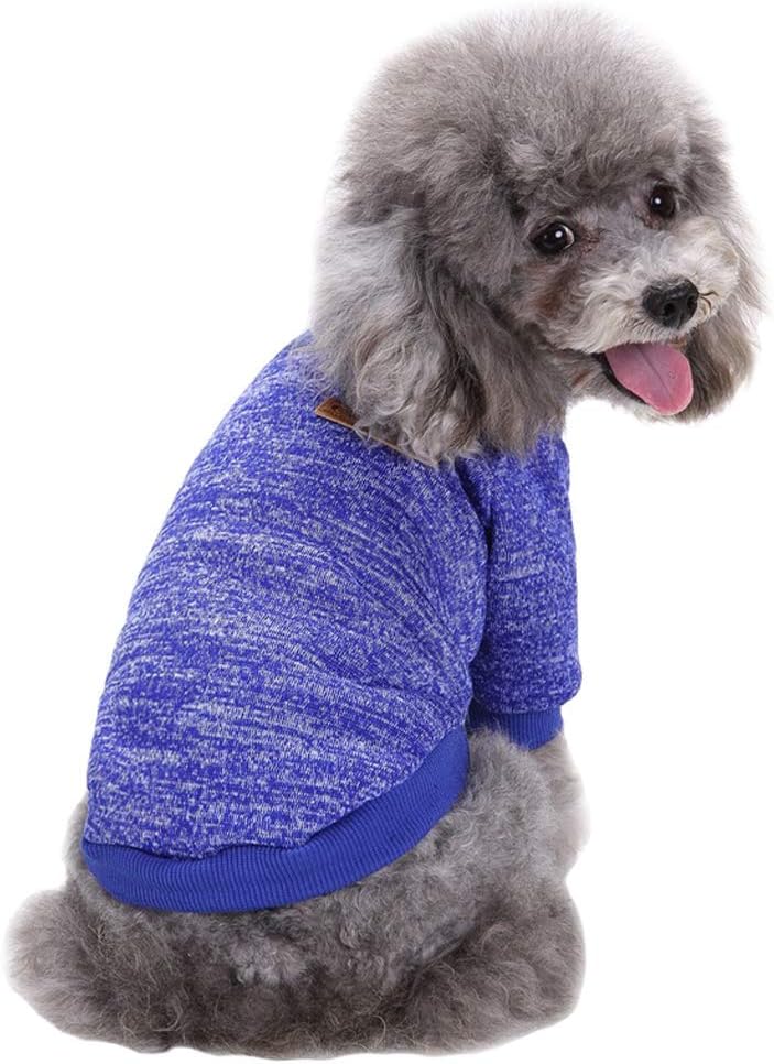 Jecikelon Dog Clothes Dogs Sweater Soft Puppies Clothing Winter Puppy Sweaters Warm Outfit for Dogs Small XXS XS Cat Apparel (Dark Blue, S)