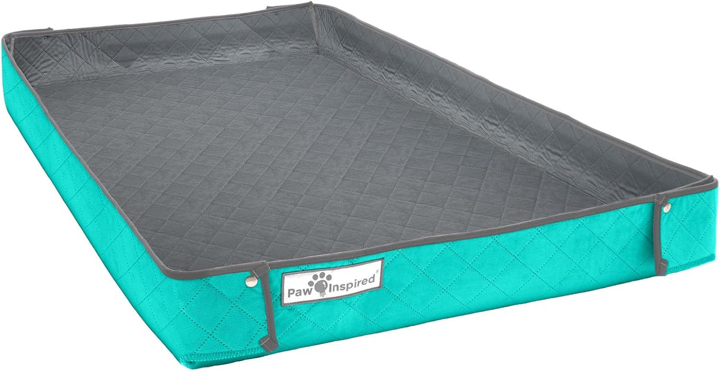 Paw Inspired Critter Box Washable Cage Liner, Reversible Fleece Bedding with Raised Sides for Guinea Pigs and Other Small Animals (Midwest, Gray/Green)