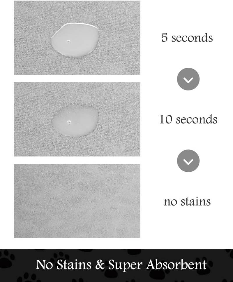 Pet Feeding Mat-Absorbent Dog Mat for Food and Water Bowl-No Stains Quick Dry Dog Water Dispenser Mat（LIGHTGREY,17"x34"