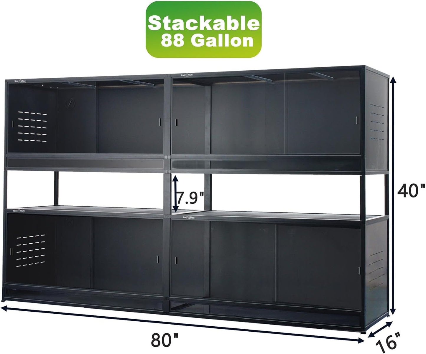 Reptile Tank 4 Packs, 40"x16"x16" Stackable Space Efficient Reptile Enclosure for Bearded Dragon and Ball Python, Expandable Snake Terrarium with Front Opening, Combination Lock