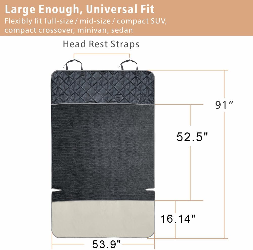 F-color SUV Cargo Liner for Dogs, Water Resistant Pet Cargo Cover Dog Seat Cover Mat for SUVs Sedans Vans with Bumper Flap Protector, Non-Slip, Large Size Universal Fit, Beige