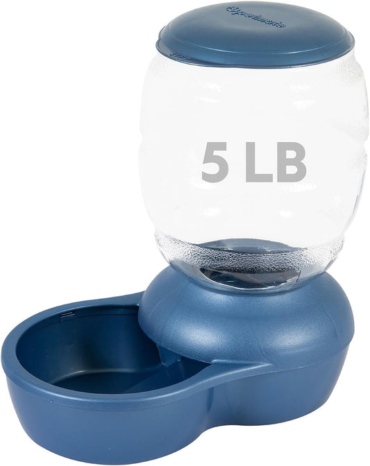 Petmate Replendish Gravity Feeder, 5 lb, Blue, Made in USA