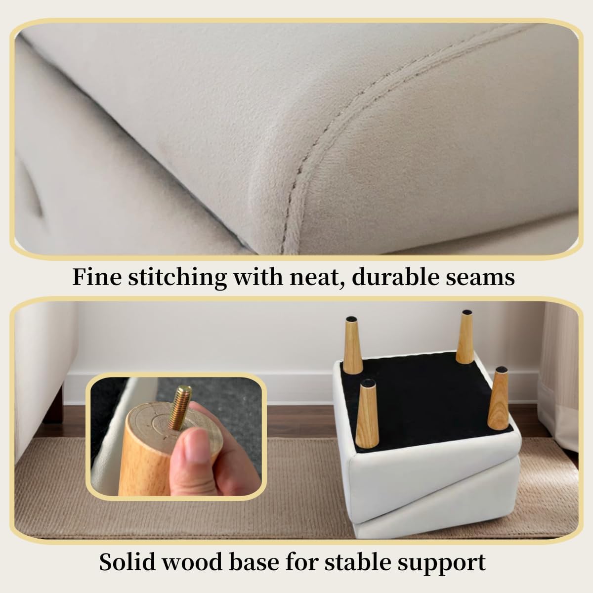 Split Ottoman Dog Ramp, Folding Pet Ramps Stairs for Couch, Pet Ramps Stairs for Small and Large Dogs, Holds up to 220 lbs (Beige, One Size)