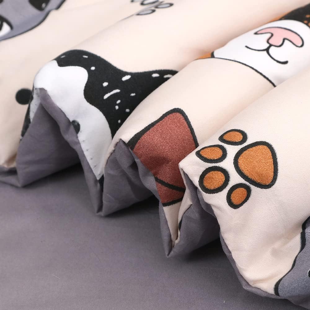 Kids Comforter Set 7 Piece Bedding Cute Dog Cartoon Animal Bed Microfiber Comforter Queen Size All Season (1 Comforter, 1 Flat Sheet, 1 Fitted Sheet, 4 Pillowcase)