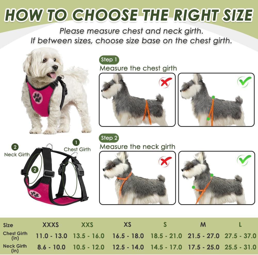 SlowTon Dog Seat Belt Harness for Car, Dog Car Harness Adjustable Mesh Breathable & Dog Seatbelt Safety Tether with Elastic Bungee for Small Medium Large Pets(Fuchsia, Double Clip, M)