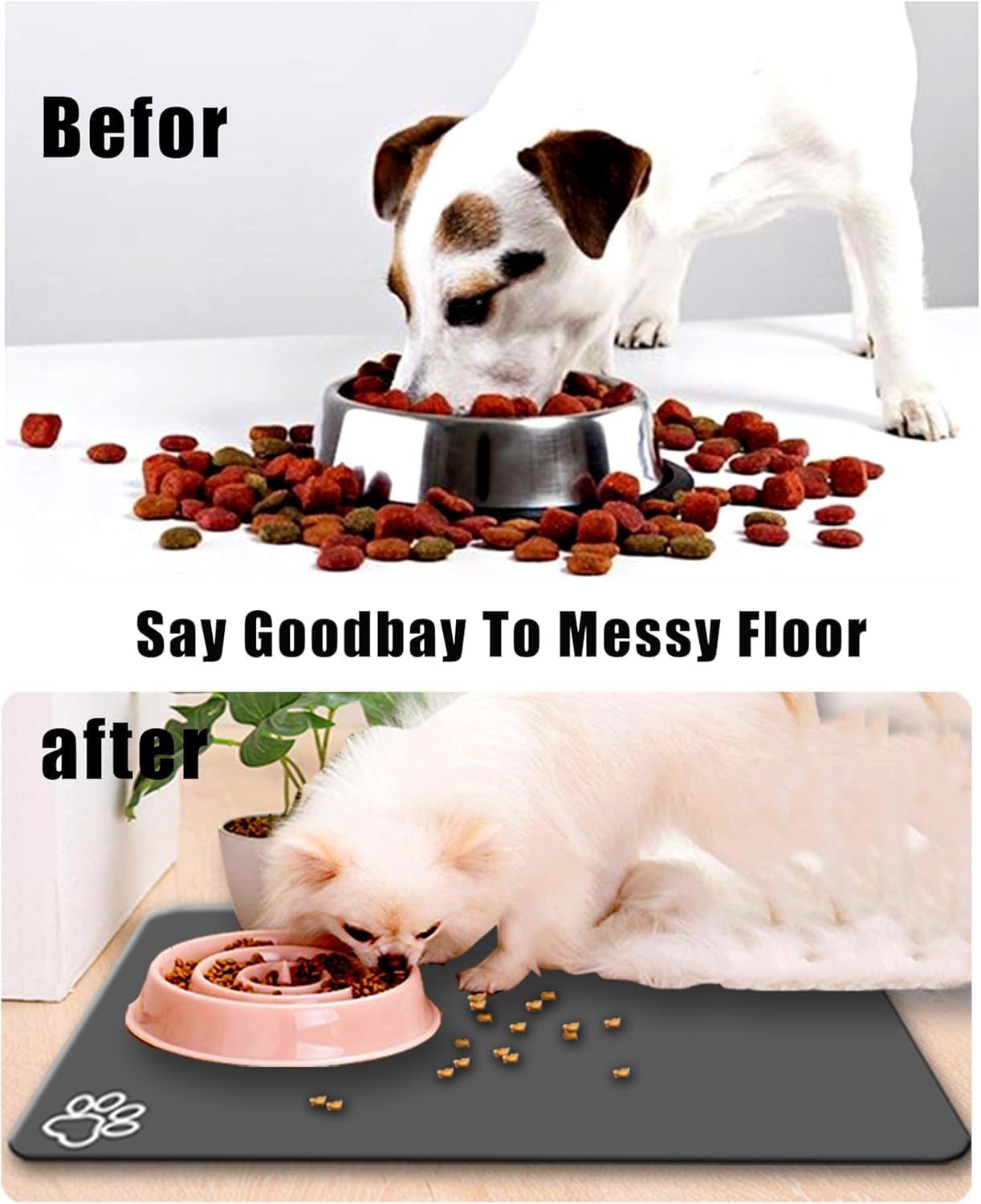 Large Pet Feeding Mat,Super Absorbent Pet Mat,Quick Dry Cat & Dog Water Dispenser Mat,No Stains Non Skid Pet Food Mat for Food and Water Bowl,Easy to Clean Pet Placemats (Dark Brown, 40'' x 32'')