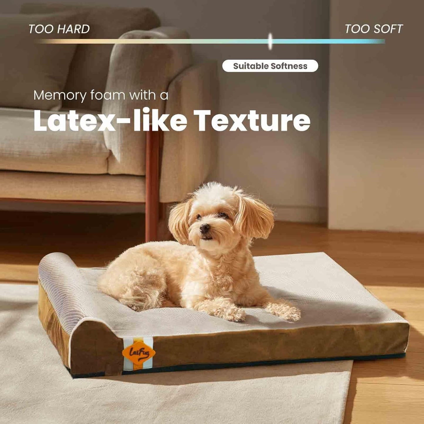 Laifug Orthopedic Memory Foam Dog Bed with Durable Water Proof Liner and Removable Washable Cover (Large (34"x22"x5.5"), Brown)