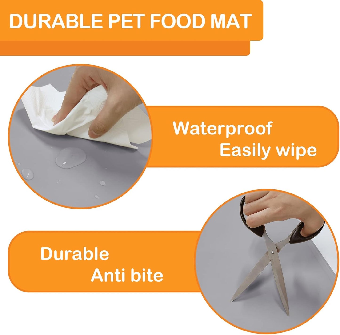 KVK Pet Food Mat Pet Feeding Mat Silicone Placemat for Dog and Cat Food Water Bowl Dog Food Mats for Floors Non Slip Waterproof Anti-bite Cool Grey 39.4X29.5in