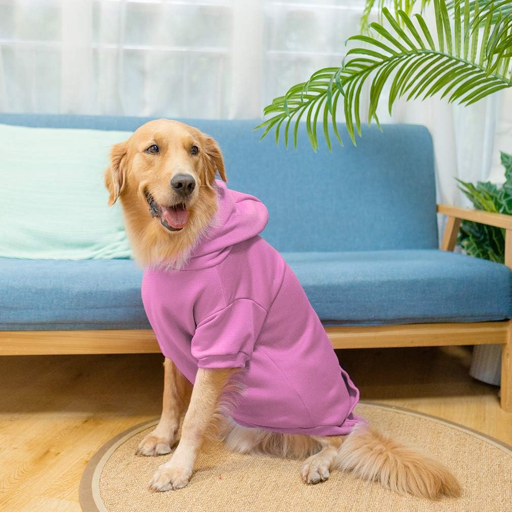 KOOLTAIL Basic Dog Hoodie - Soft and Warm Dog Hoodie Sweater with Leash Hole and Pocket, Dog Winter Coat, Cold Weather Clothes Sweatshirt for Small Medium Large Dogs Puppy Cat Boys Girls Pink XL