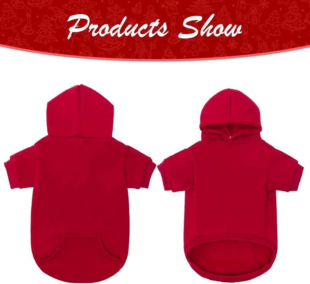 KOOLTAIL Basic Dog Hoodie - Soft and Warm Dog Hoodie Sweater with Leash Hole and Pocket, Dog Winter Coat, Cold Weather Clothes Sweatshirt for Small Medium Large Dogs Puppy Cat Boys Girls Red XS