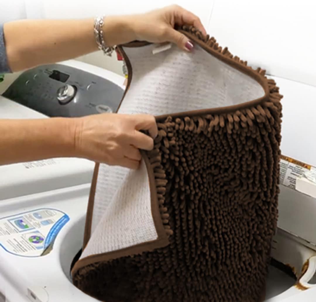 Muddy Mat® Shown on TV – Super Absorbent Microfiber Dog Door Mat for Muddy Paws, Non-Slip Washable Pet Rug, Quick Dry Chenille Entryway Carpet, Machine Washable Indoor Outdoor mat, Brown 35"x24"