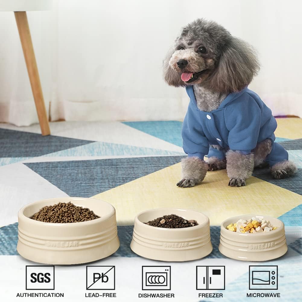 Sweejar Gradient Dog Bowl, Ceramic Dog Food Dish for Puppy and Kitten, Porcelain Pet Bowl for Food and Water 8 oz (Gradient Navy)