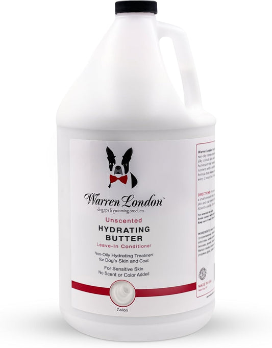 Warren London Hydrating Butter Leave in Pet Conditioner for Dogs | Lotion for Skin and Coat | Aloe Puppy & Dog Conditioner for Hair Detangler, Dry Skin, & Dandruff | Unscented 1gal