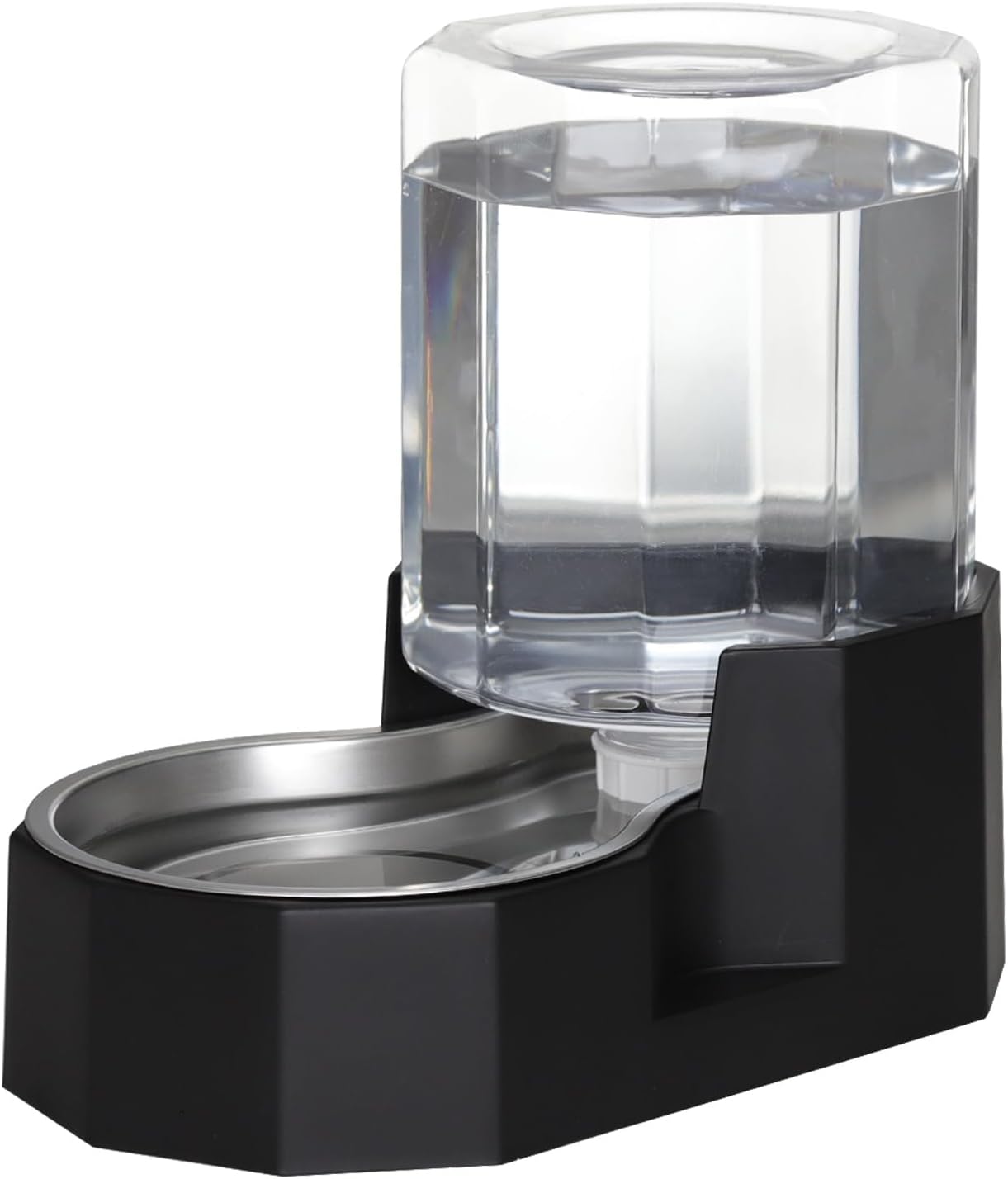 Sfozstra Gravity Water Bowl Dispenser : Automatic 5L Black Cat Stainless Steel Feeder Without Filters for Pets Indoor/Outdoor by Owners
