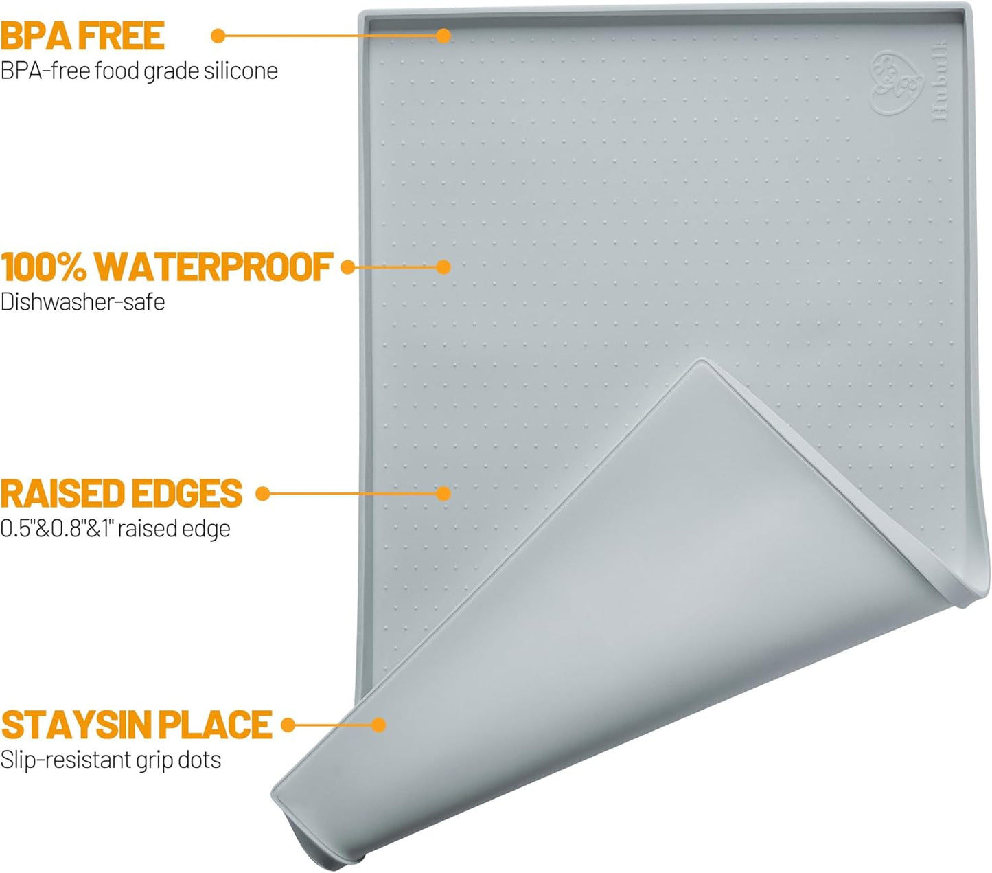 Hubulk Dog Feeding Mat,100% Waterproof Food Grade Silicone Pet Food and Water Bowl Placemat,Dishwasher, High Raised Edge to Prevent Spills,Nonslip Tray to Stop Messes on Floor（24"x16"x0.5", Mist）