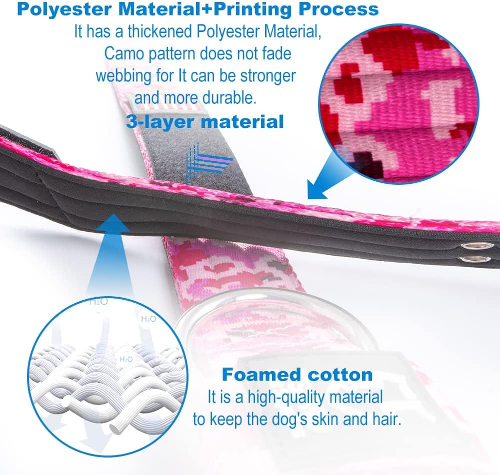 TSPRO Tactical Dog Collar 1.5 Inch Wide Thick Dog Collars with Heavy Duty Metal Buckle, Durable, Strong, Adjustable for Medium to Large Dogs (Camo Khaki M)