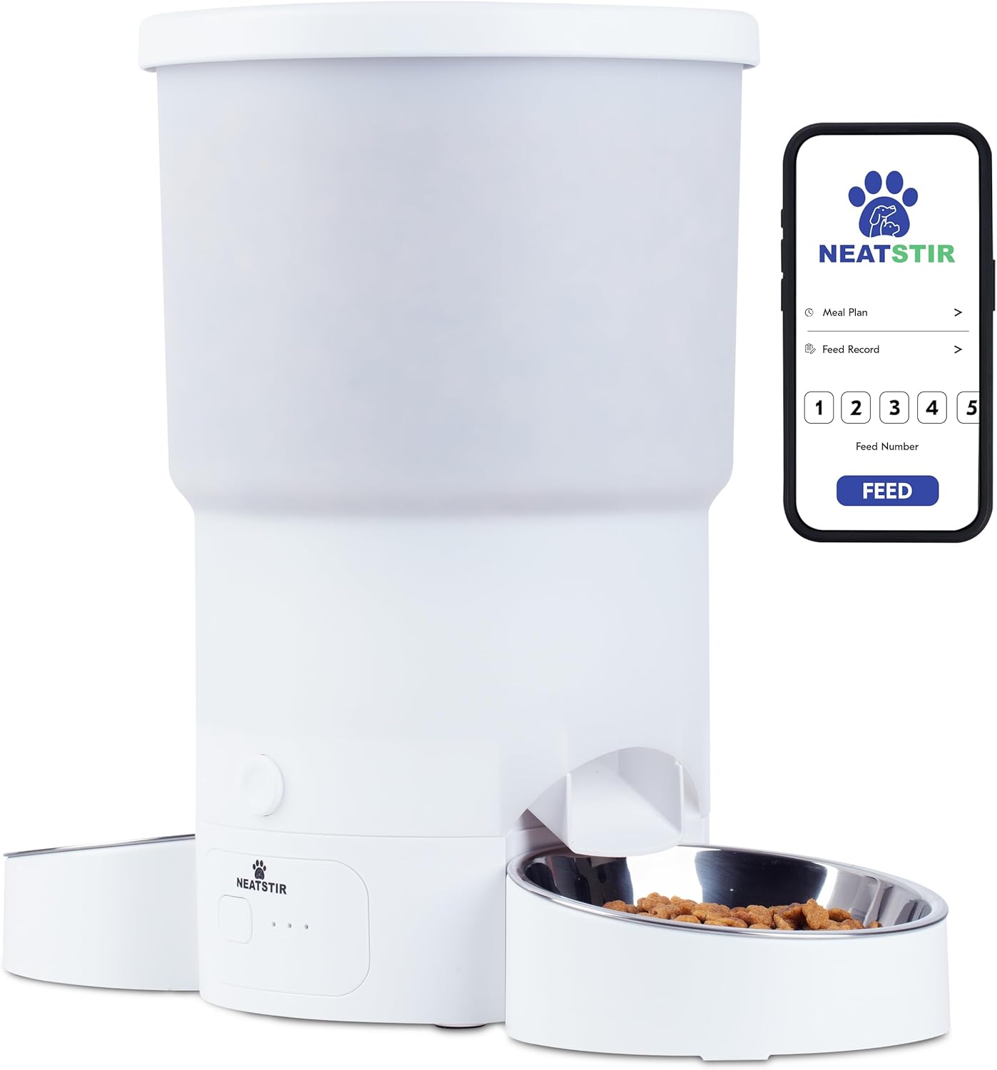 Automatic Cat Feeder for 2 Cats – Dual Food Dispenser with App Control, 5L Capacity (20 Cups), Smart Cat Food Dispenser for Multi Cats, Dual Pet Feeder with Stainless Steel Bowls and WiFi