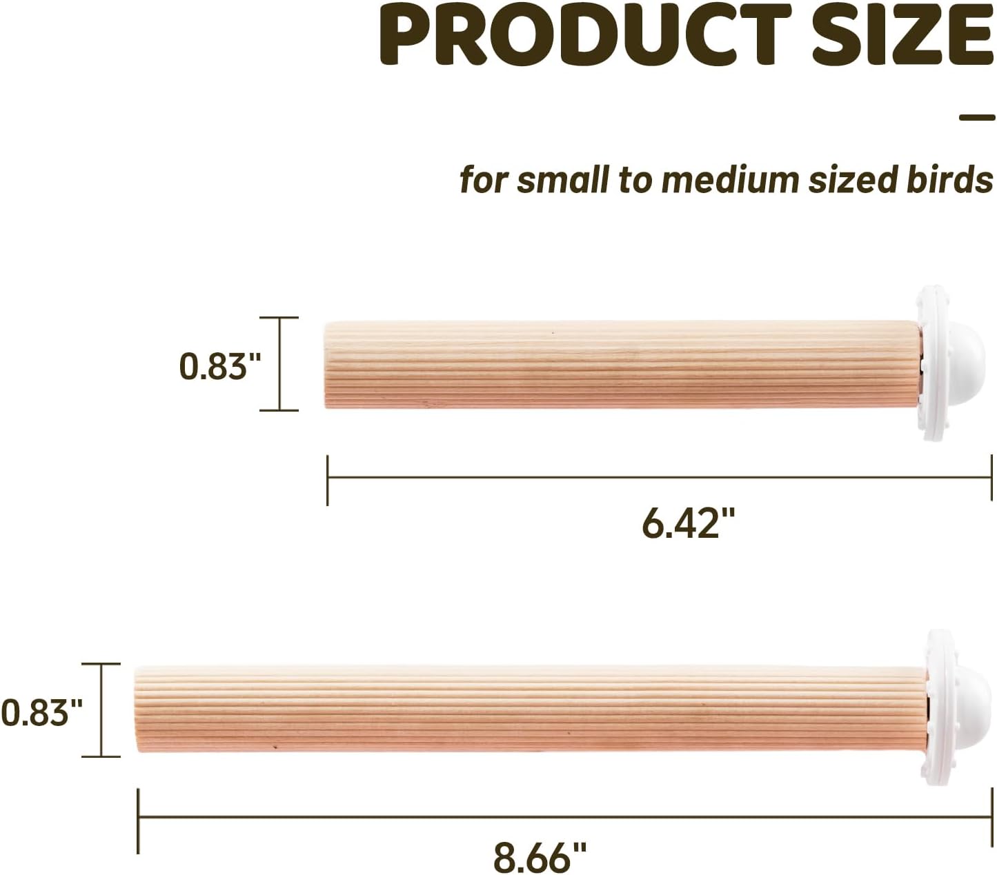 6 Pcs Wooden Bird Cage Perch, Cage Accessories, Parrot Toys, Mimics Wild Branches, for Parakeet, Cockatiel, Conure, Budgie, Lovebird, Small Medium Birds