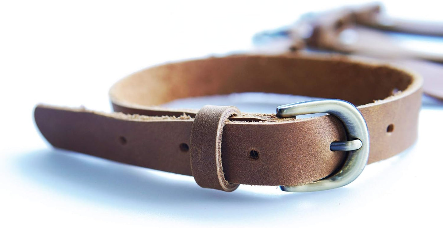 Jeereal Genuine Leather Stirrup Straps (4 Pack) with Metal Buckle Adjustable Length