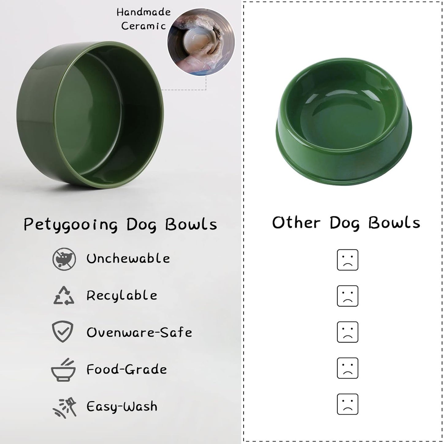 Petygooing 28 OZ Elevated/Raised Ceramic Dog Bowl for Small and Medium Breeds, Dog Food Water Dish with Stand,Pet Feeding Bowl Anti Slip Rubber for Small and Medium Dogs (3.6 Cups) Rust Green