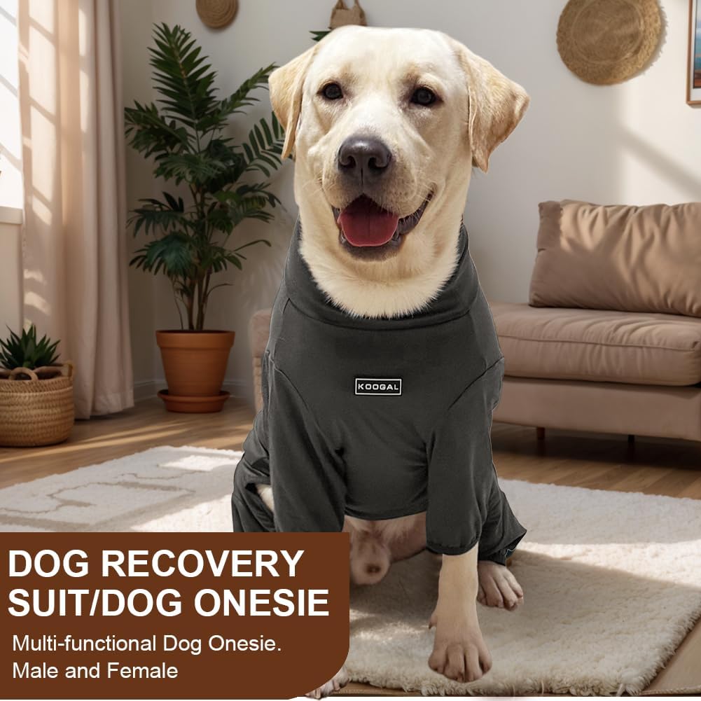Dog Pyjamas PJS Sweater Clothes and Home Clothing Suitable for Small to Medium Breeds of Dogs, Dog Neutering Suits, Extra-Large Stretch Fabric, Four-Legged Clothes(Thin Dark Gray, L)
