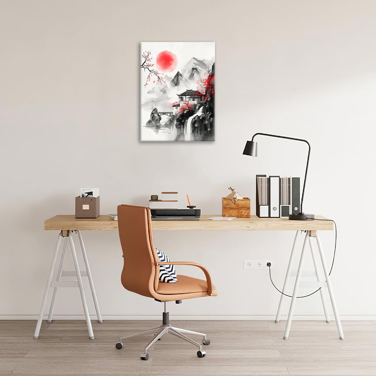 Japanese Wall Art Canvas Asian Nature Wall Decor Prints Framed Painting Mountain Landscape Pictures Gifts Artwork for Bathroom 16"x20"