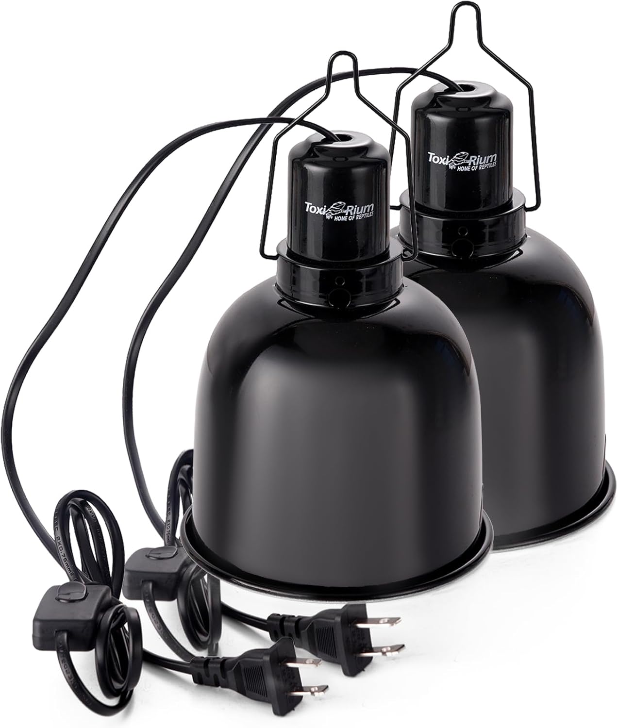 Reptile Light Fixture, 2-Pack 5.5-Inch Deep Dome Lamp Caps with Optical Reflection Cover, Heat-Resistant Design for Reptile Enclosures, Terrariums, and Amphibian Habitats