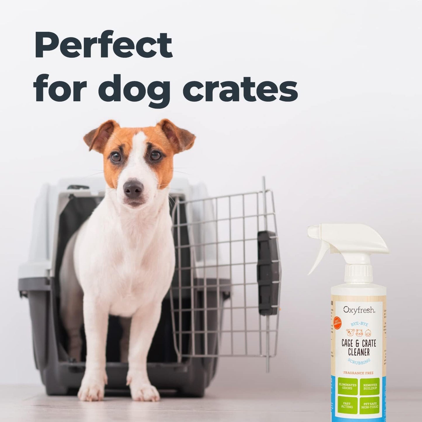 Oxyfresh Premium Crate & Cage Cleaner – Professional Dog Crate & Small Animal & Bird Cage Odor Eliminator – Quickly Cleans, Removes Poop & Deodorizes Pet Odors – Safe & Bleach Free